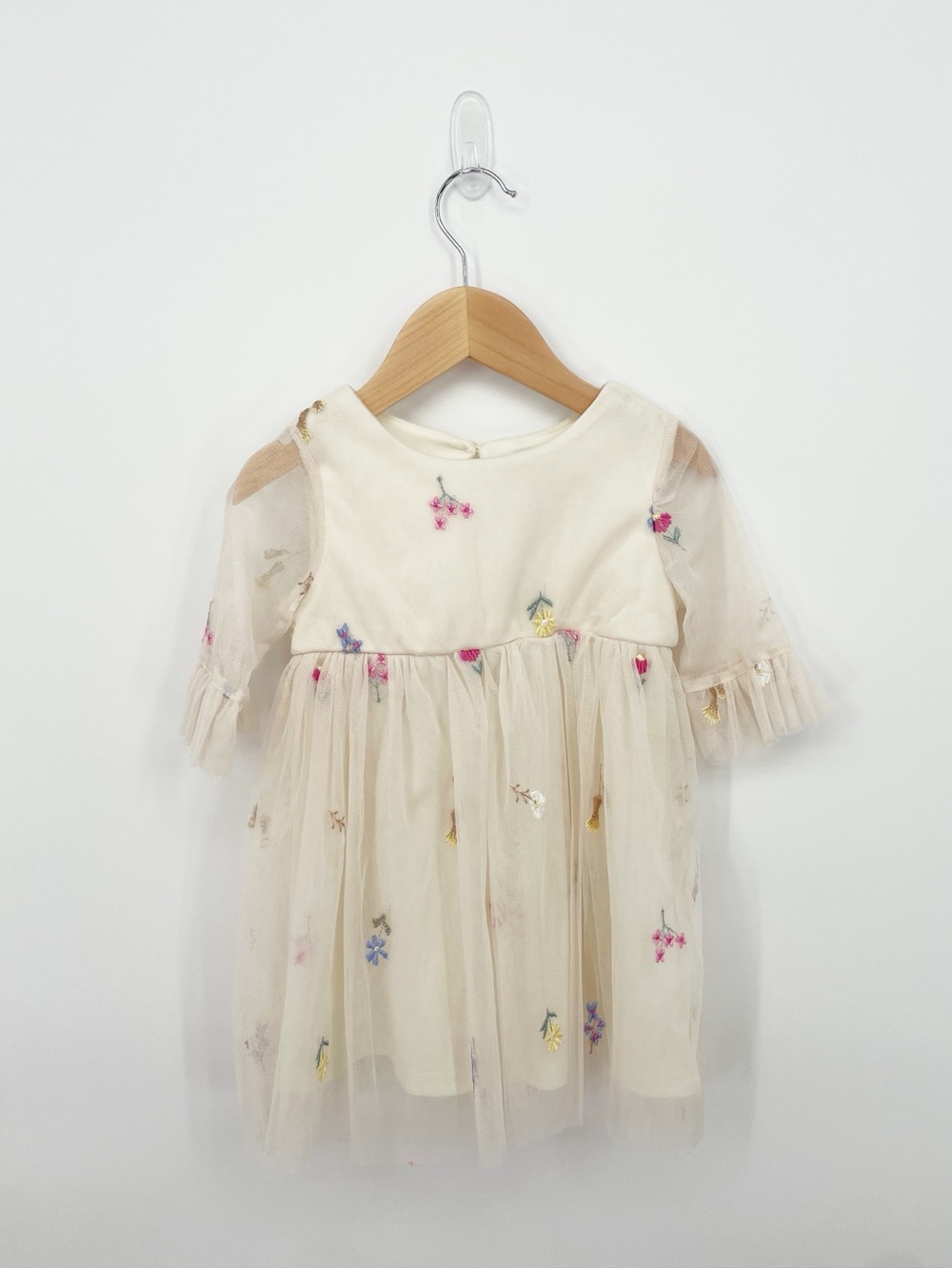 Rare Editions Ivory Floral Tulle Lace Dress